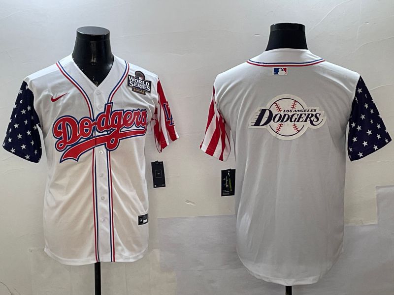 Men Los Angeles Dodgers Blank White a generation of national flags Joint name 2025 Nike MLB Jersey style 27